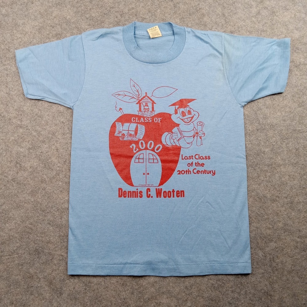 Vintage Screen Stars Shirt Youth 10-12 Class 2000 USA Y2K Apple Worm School 640